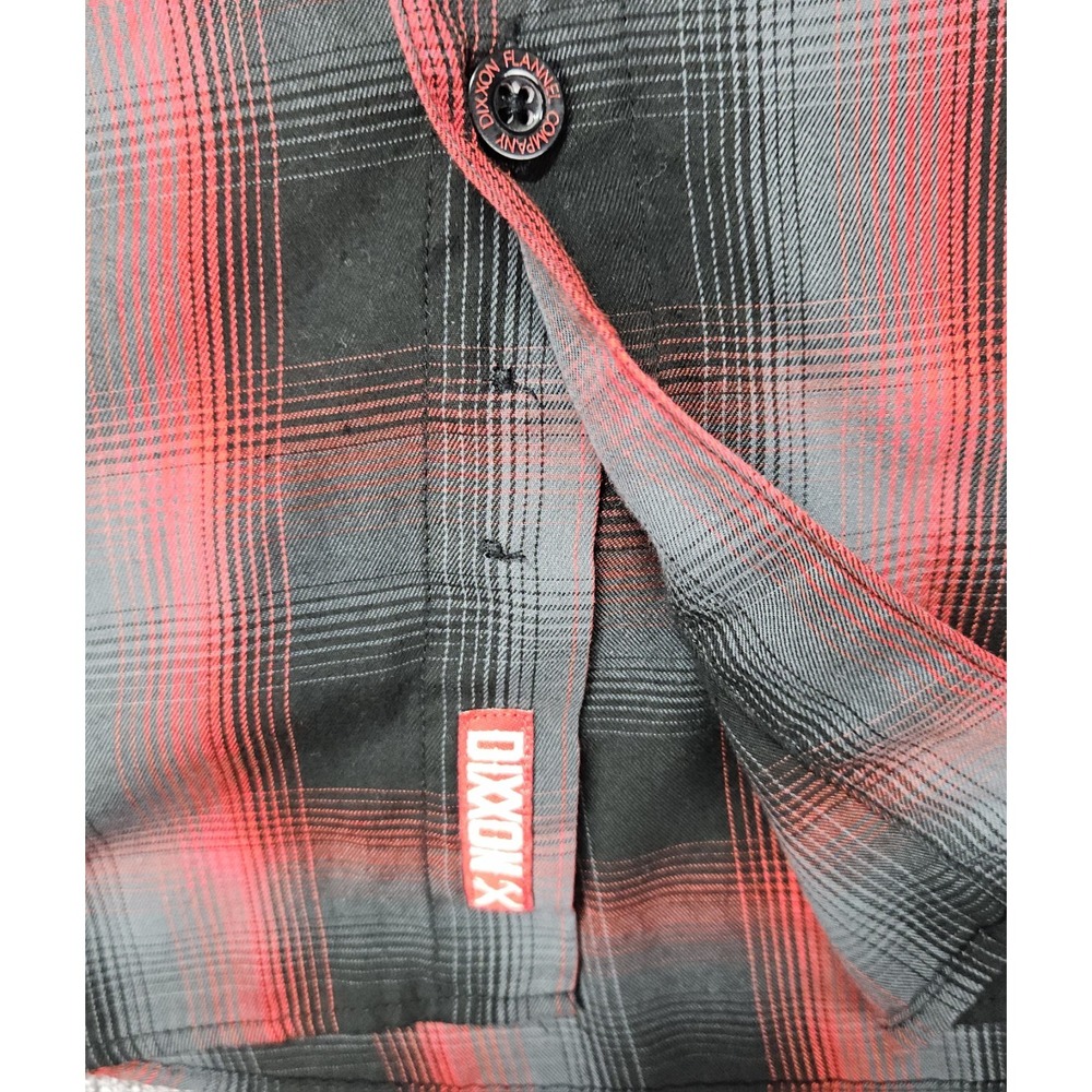 Dixxon Corazon Men's Medium Plaid Button Up Shirt Red Black Bamboo Western - Picture 5 of 9